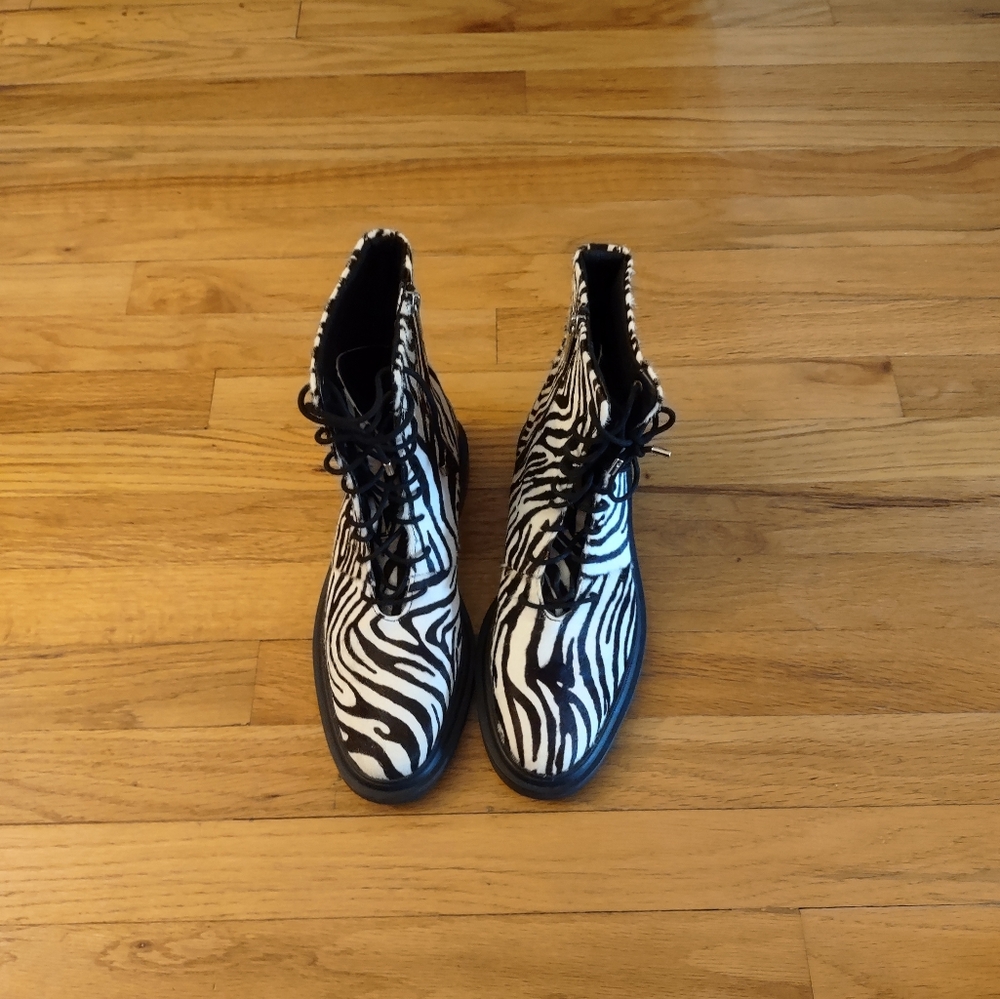 ASOS zebra print combat boots sz 9